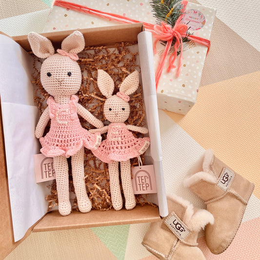 Personalized Big Sister & Little Sister Bunnies - Peach