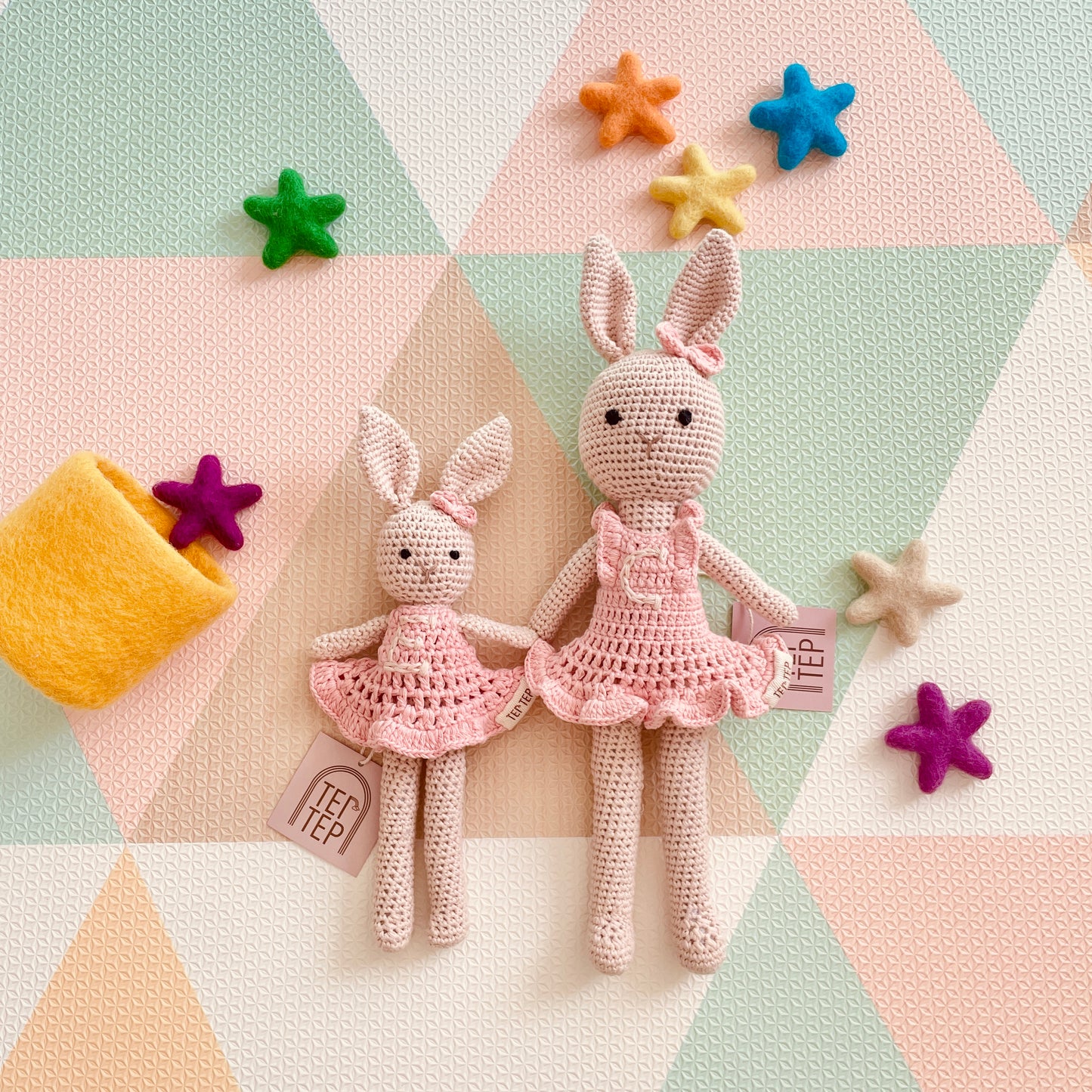 Personalized Big Sister & Little Sister Bunnies - Peach