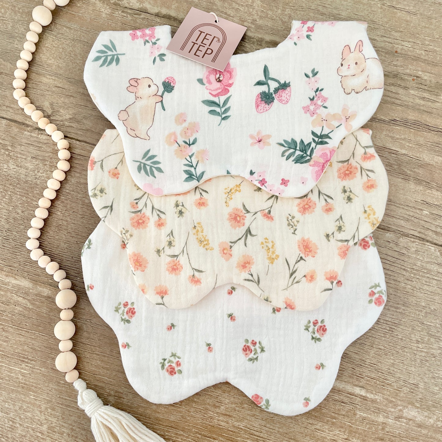 Pink Florals Baby Bibs