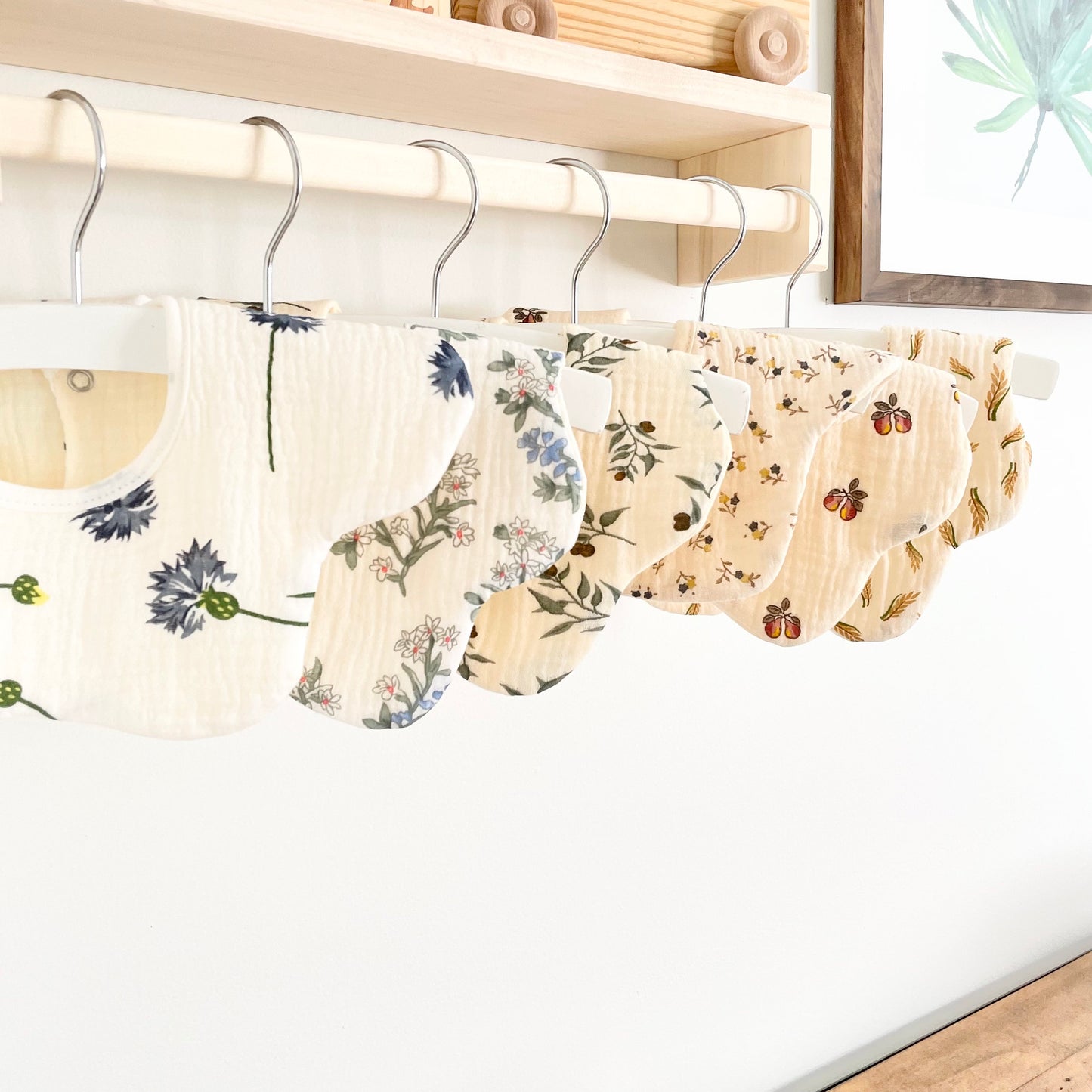 Blue Vintage Florals Baby Bibs