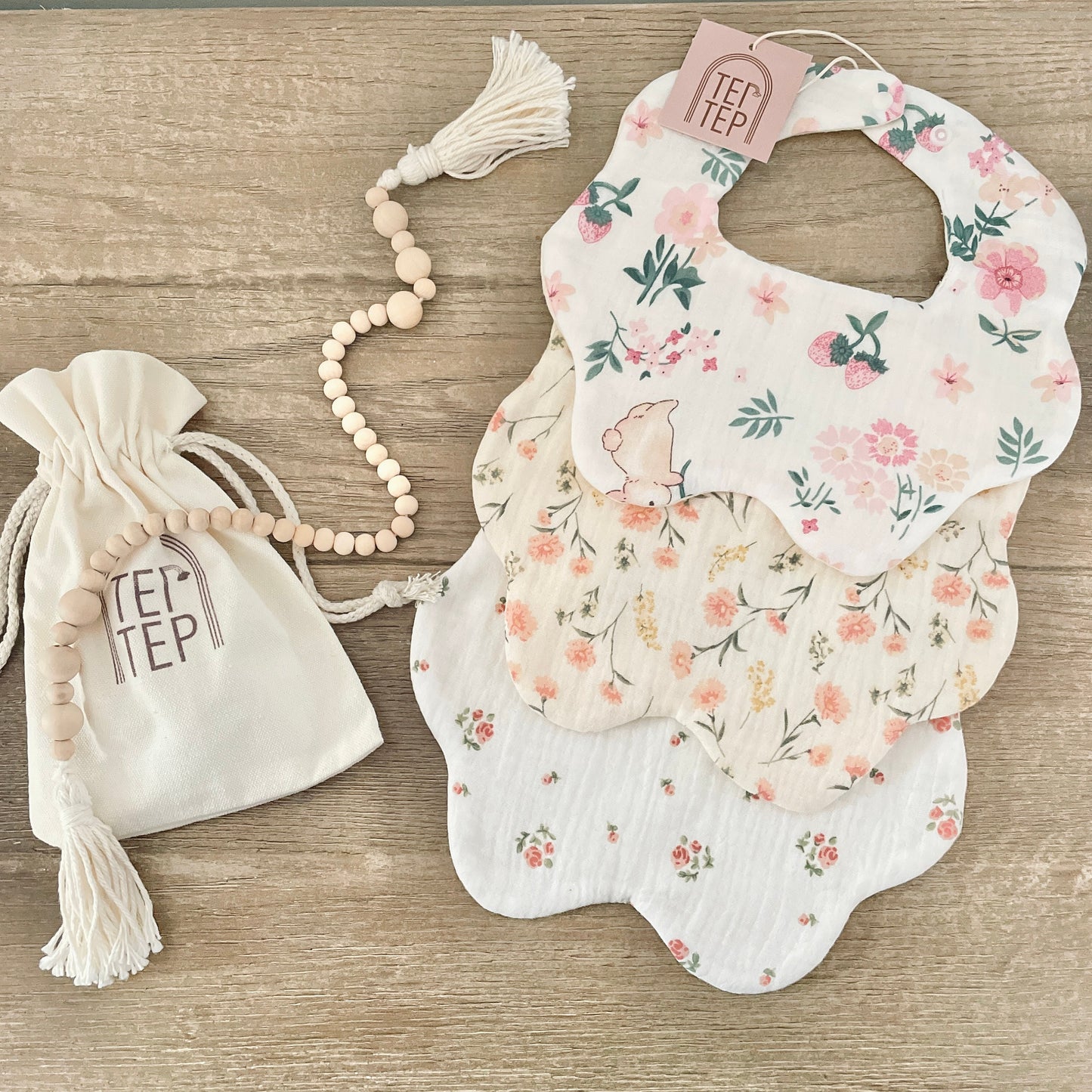 Pink Florals Baby Bibs