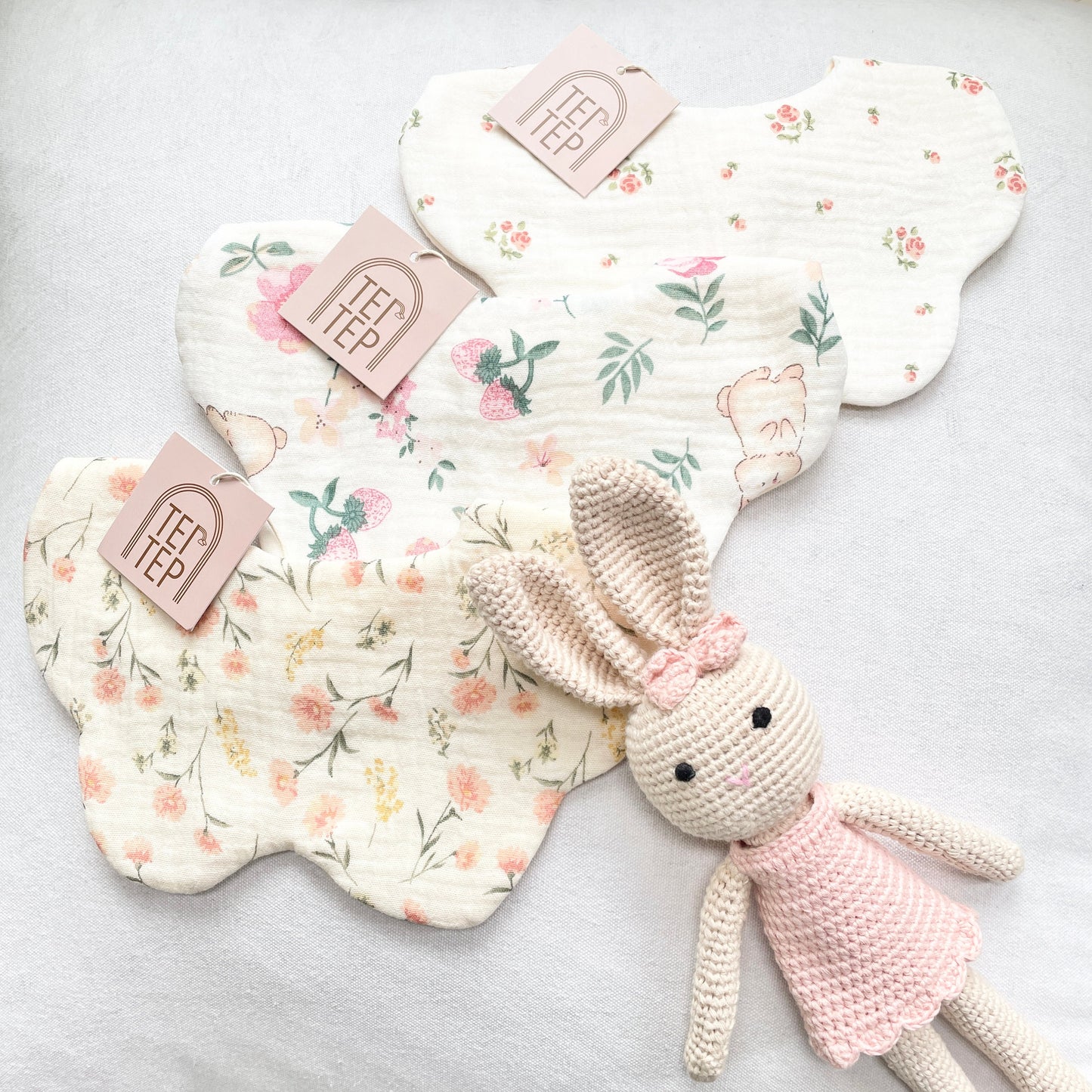 Pink Florals Baby Bibs