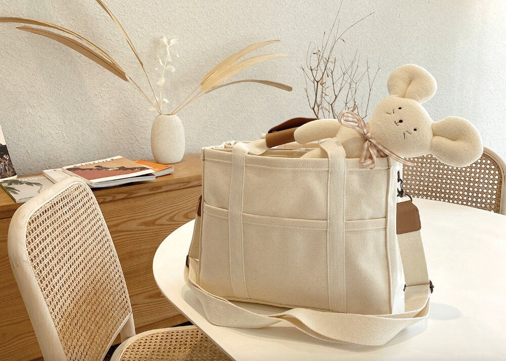 Neutral Canvas Diaper Bag