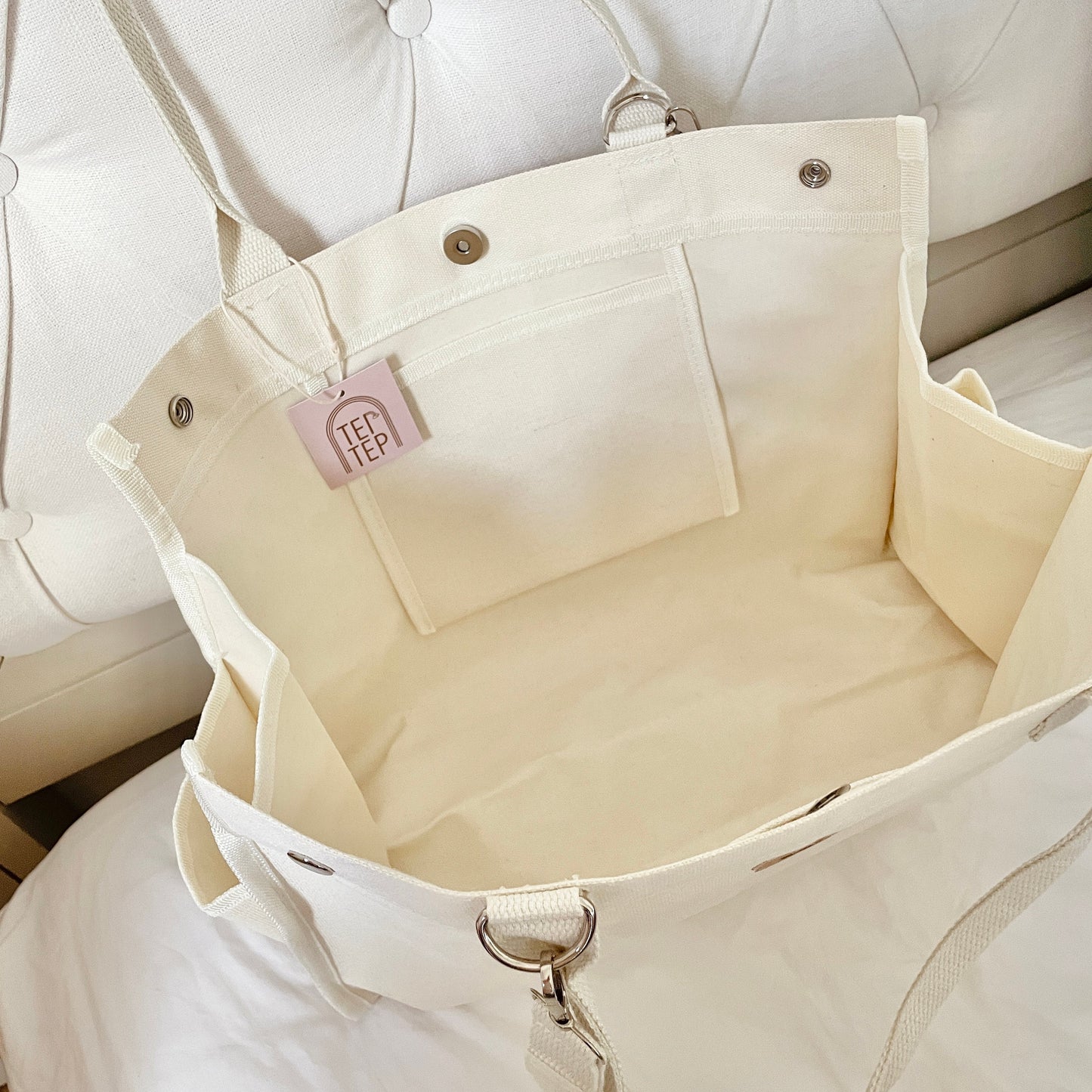 Bear Canvas Diaper Tote Bag