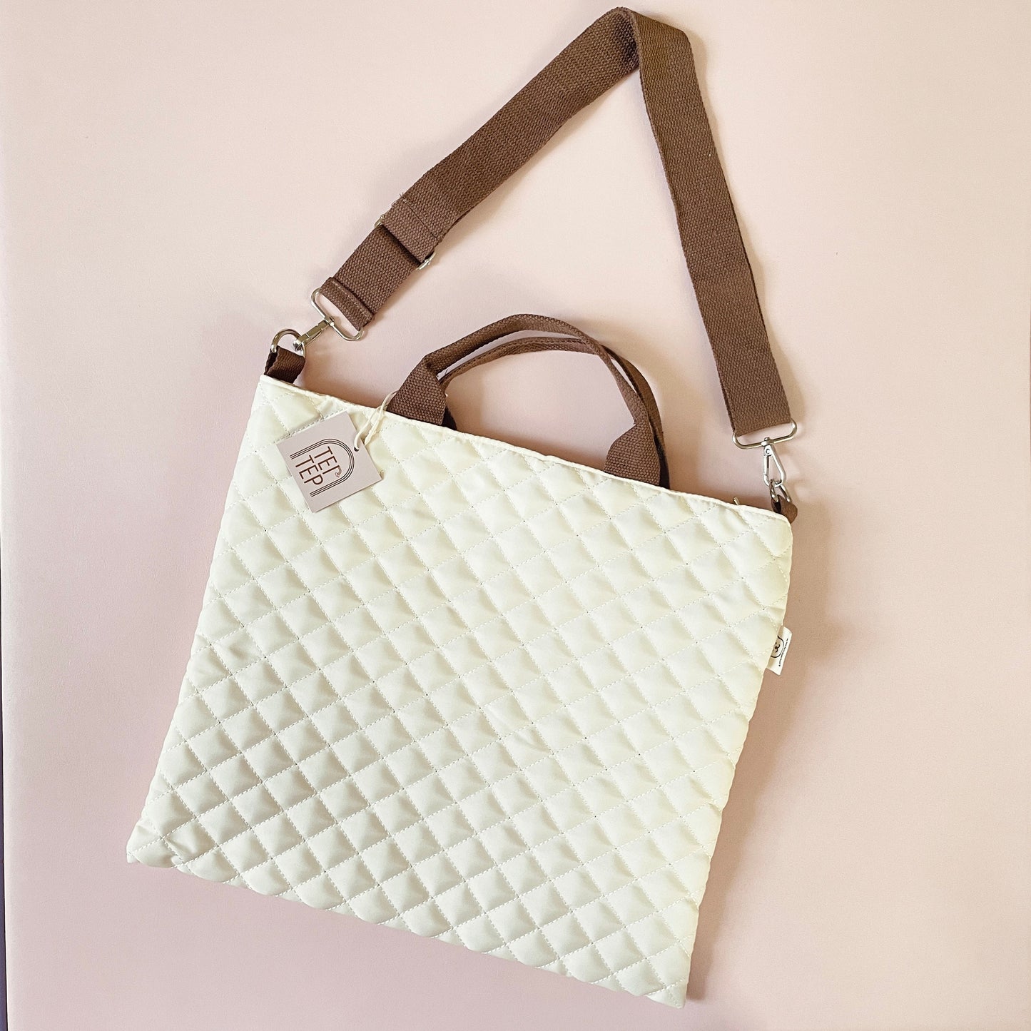 Quilted Bear Embroidered Diaper Bag