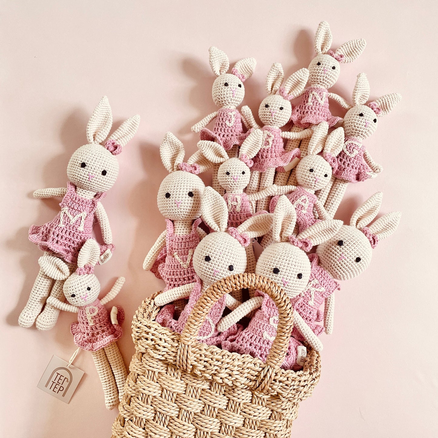 Personalized Big Sister & Little Sister Bunnies - Mauve