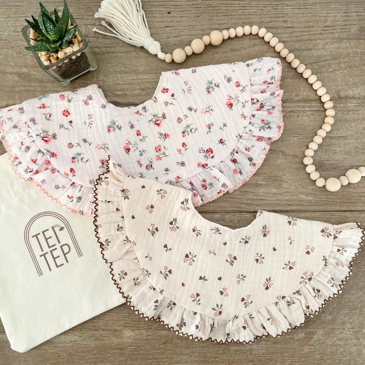 Floral Ruffled Baby Bibs