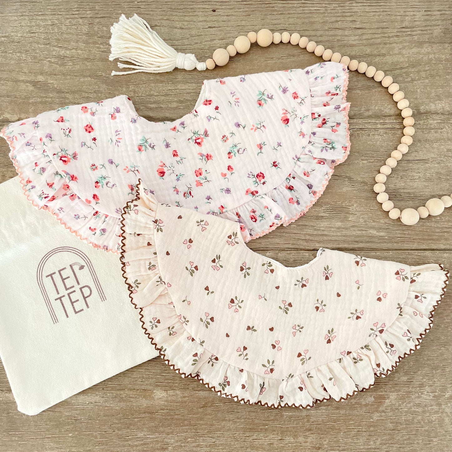 Floral Ruffled Baby Bibs