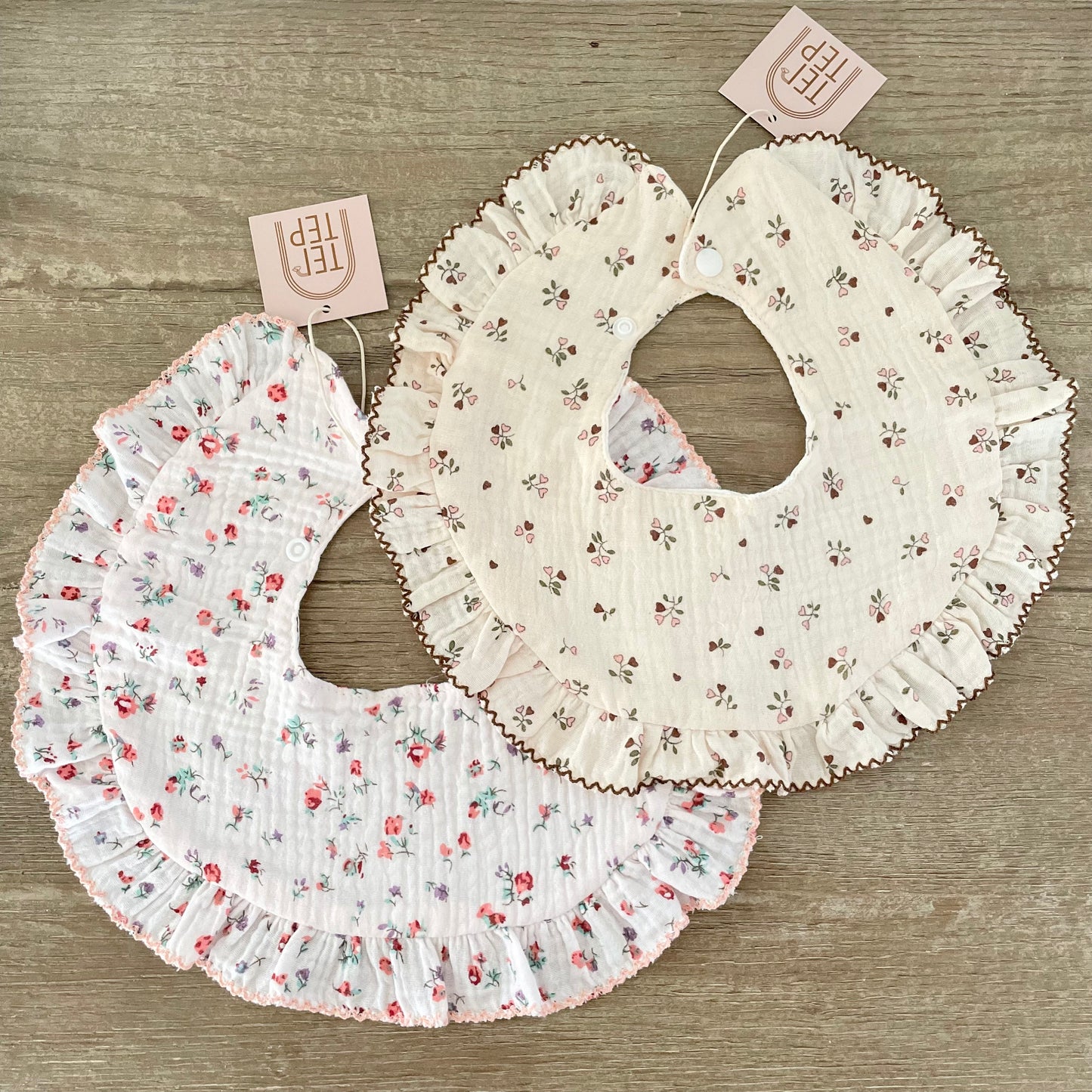 Floral Ruffled Baby Bibs