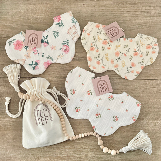 Pink Florals Baby Bibs